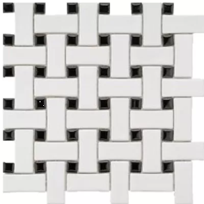 White & Black Basket Weave Mosaic - porcelain tile